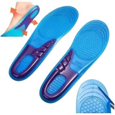 Imagem de Palmilha de Gel em Silicone, Absorção de Impacto, Design Favo de Mel, Tamanho Ajustável, Azul e Roxo