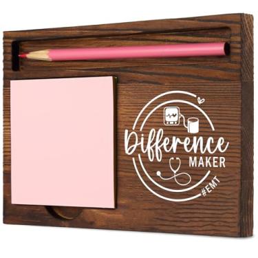 Imagem de EMT Suporte para bloco de notas autoadesivo, presente para técnicos de emergência médica e socorristas, organizador de mesa de ambulância de escritório durável, suporte de bloco de notas retrô SDZ296