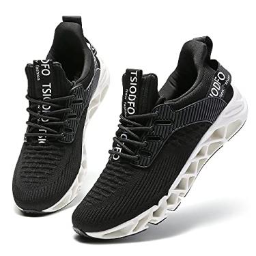 Imagem de SKDOIUL Ténis desportivos para mulher, ténis para caminhada, na moda, para corrida, A069 Preto branco, 37 BR