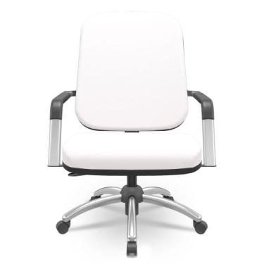 Imagem de Cadeira de Escritório Giratória com Braço Cromada Magno P03 Vinil Bran