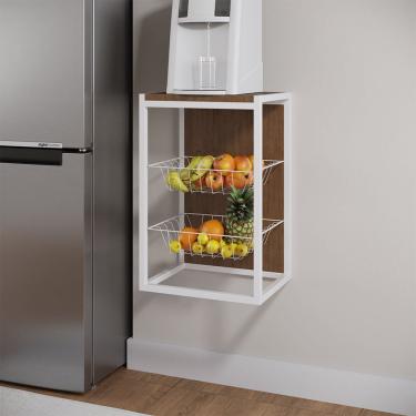 Imagem de Fruteira de Parede Industrial Vertical Maná Imbuia/branco