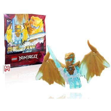 Imagem de Minifigura lego ninjago Crystalized Zane com dragão dourado