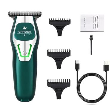 Imagem de Máquina de cortar cabelo profissional para barbeiro, barbeador elétrico para homens, lâmina t, 0mm, sem fio, máquina de corte de cabelo - Verde