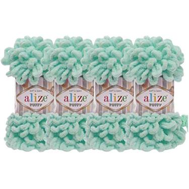 Imagem de 4 skn/Ball Alize Puffy Baby Fio cobertor grande 100% micropoliéster fio macio 400 g 39,3 jardas (19 - turquesa clara)