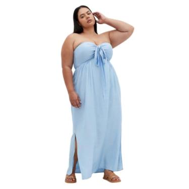 Imagem de City Chic Vestido feminino plus size - Serene Peta Halter Split Maxi, Azul bebê, 58