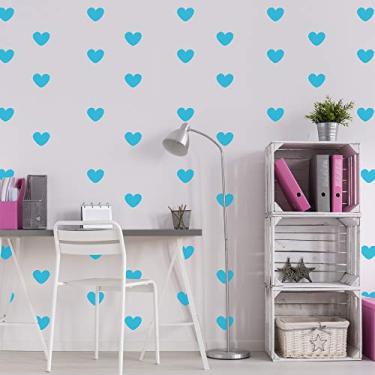 Imagem de Adesivo de Parede Infantil Corações Azul Celeste 55un