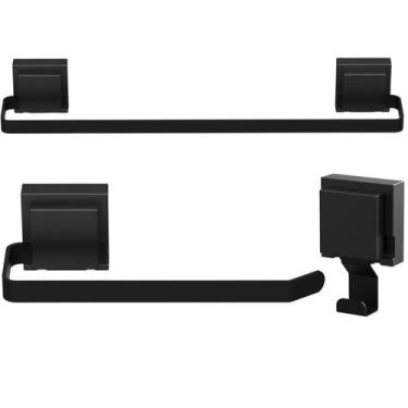 Imagem de Kit de Acessórios Para Banheiro Ventosa Preto 3 Peças F.Max - Fassin