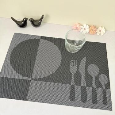 Imagem de Lugar Jogo Americano Retangular Mesa Posta Jantar Cozinha Sousplat Descanso De Prato Decorativo 1pç(Colherzinha Preto)