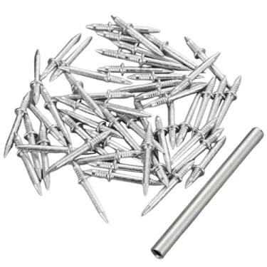 Imagem de Pregos de madeira, pregos de contorno de cabeça dupla, 100 peças invisíveis sem costura de cabeça dupla, tachas de rodapé de aço carbono com ferramenta de manga específica