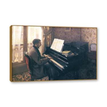 Imagem de Moldura colorida de teca - famosas impressões em tela, "Jovem tocando piano", reprodução em tela, reproduções de arte clássicas, decoração de parede moderna para sala de estar escritório 50 x 75 cm -