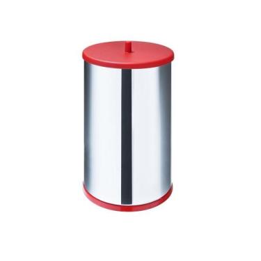 Imagem de Lixeira Inox 9lt Tampa Vermelha Banheiro Cozinha - Martinazzo