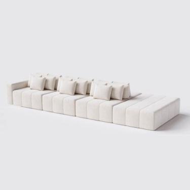 Imagem de Sofá Modulado Ilha Santorini 4,00m x 1,80m em Linho Off White - Home M