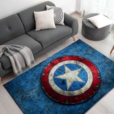 Imagem de DreamController Caption America Tapetes personalizados para sala de jogos (157,5 x 101,6 cm) | Tapetes de sala de jogos inspirados em jogos e decoração de anime para jogadores | Decoração de quarto de