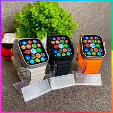Imagem de Smartwatch Serie 9 Ultra Laranja + 7 Pulseiras modos esportivos, troca