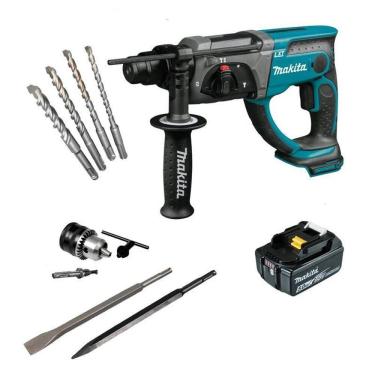 Imagem de Martelete Comb Makita Dhr202Z 18V + 1Bat 5Ah + Brocas Sds