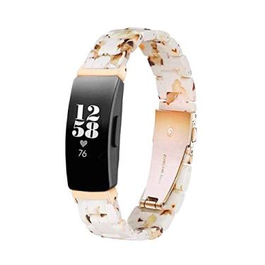 Imagem de Pulseira de resina Ayeger compatível com Fitbit Inspire HR/Inspire/Ace 2, rastreador de atividades feminino, masculino, acessório de resina, pulseira com fivela de ouro rosa, pulseira de pulseira de relógio inteligente Blacelet fitness (branco ougat)