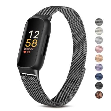 Imagem de Pulseira de metal para Fitbit Inspire 3 pulseiras femininas e masculinas, pulseiras de substituição de aço inoxidável ajustáveis para Fitbit Inspire 3 Fitness Tracker (preto)