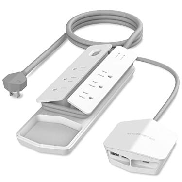 Imagem de Monster Protetor de sobretensão de vértice Power Center, 6 saídas CA, 2 portas USB-A e 1 porta USB-C (20W), branco