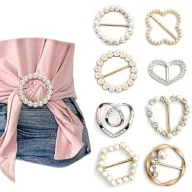 Imagem de 8 peças de clipe de anel de camisa para mulheres clipe de cachecol clipe de roupas bainha nó fivela fashion strass clipe de camisa, Small, Metal