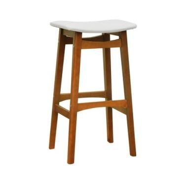 Imagem de Banco Alto Confort Madeira Maciça Assento Anatômico Estofado Corano - 