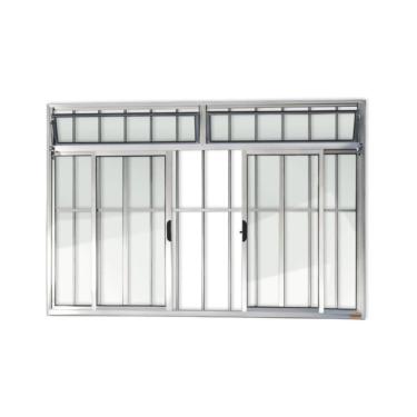 Imagem de Janela Plus 4 Folhas Com Bandeira E Grade Vidro Liso 100cm X 150cm Brimak Brilhante