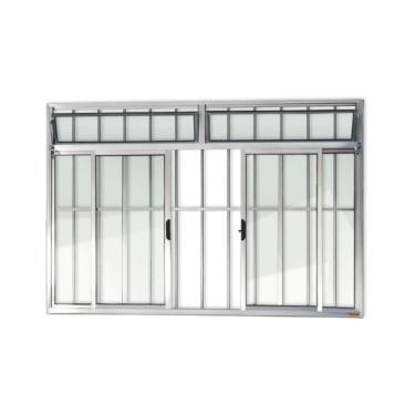 Imagem de Janela Plus 4 Folhas Com Bandeira E Grade Vidro Liso 120cm X 200cm Brimak Brilhante