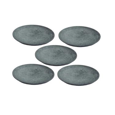 Imagem de Kit 5 Pratos Raso Redondo Pedra Sabão Sobremesa E Bolos 30Cm