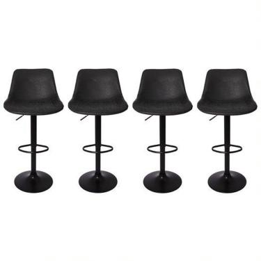 Imagem de Kit 4 Banquetas Estofadas c/encosto p/Cozinha Gir.Preta