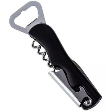 Imagem de Saca Rolhas 2 Em 1 Inox Facil De Utilizar E Manusear Preto