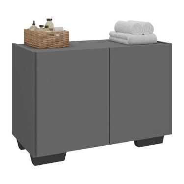 Imagem de Gabinete Armário De Banheiro 62,5cm 2 Portas Com Pés Multimóveis Mp5046 Grafite/preto Grafite/preto