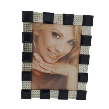 Imagem de Porta Retrato Vidro Preto Com Strass 19Cm X 15Cm