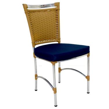 Imagem de Cadeira Em Alumínio E Fibra Sintética Jk Cozinha Edícula Avelã E Lisato Marinho