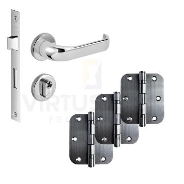 Imagem de Kit Fechadura Externa Duna Imab + 3 Dobradiças C/red De Inox 3 X 2 ½