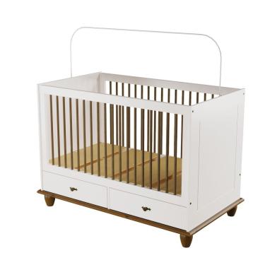 Imagem de Berço Vira-cama Retrô Off White-nogueira Com Gavetas