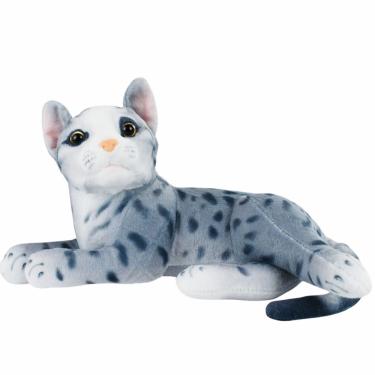 Imagem de Gato Cinza Deitado Realista 32cm - Pelúcia