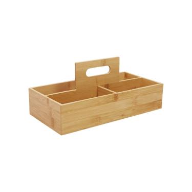 Imagem de Caixa Organizadora Com Alça Com 6 Divisórias Em Bambu