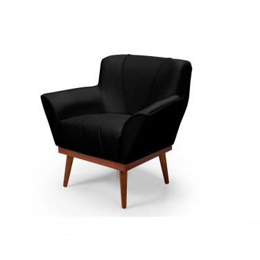 Imagem de Cadeira Poltrona Yasmin Veludo Decorativa Império Estofados Preto