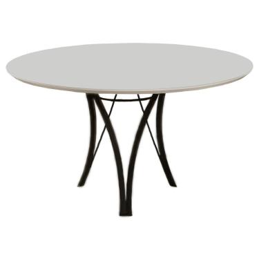Imagem de Mesa De Jantar Barcelona Redonda 1,35m Off White Base Em Metal Preto