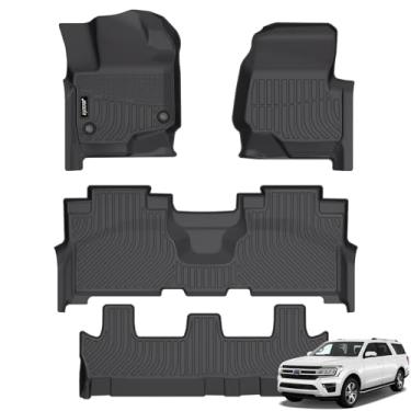 Imagem de Jenofa Tapetes de carro para Ford Expedition Max 2021-2025 8 assentos banco tapetes para todos os climas forro automotivo tapete de carro personalizado para acessórios de expedição 2025