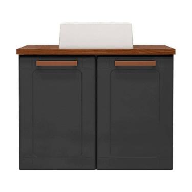 Imagem de  Balcão Gabinete Com Cuba Para Banheiro 2 Portas Natua Grafite Bertolini