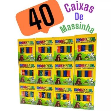 Imagem de 40 Caixas De Massinha De Modelar Colorida Infantil Lembrancinha Kit Fe
