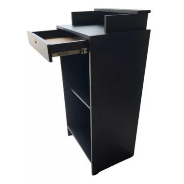 Imagem de Balcão Caixa Com Gaveta Lojas E Comércios 100% Mdf Preto Desmontado - Suprema Móveis