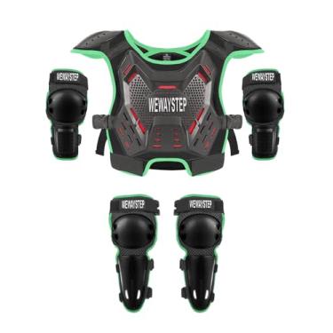 Imagem de WEWAYSTEP Protetor De Peito Para Bicicleta Infantil, Motocross, Motocicleta, Colete, Caneleira, Cotoveleira Jovens, Ciclismo, Esqui, Skate, Patinação, Off-Road, Mtb, Quadriciclo (Verde)