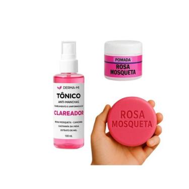 Imagem de Kit Clareador Rosa Mosqueta DermaMi  Tônico + Pomada + Sabonete  Clare