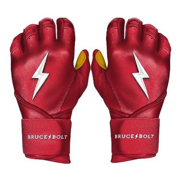 Imagem de Luvas de beisebol de couro de cabretta com bainha longa premium Pro da Bruce BOLT 2020 com bolsa de luvas, Vermelho, XX-Large