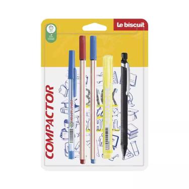 Imagem de Kit Escrita Compactor 2 Canetas Fine, 1 Caneta Esferográfica, 1 Marcador e 1 Lapiseira Exclusivo Le