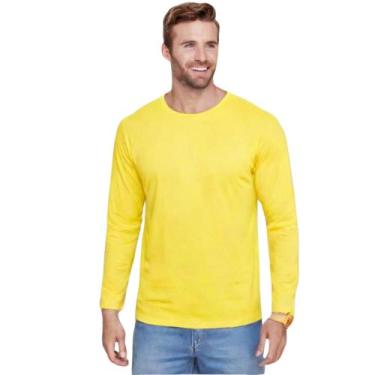 Imagem de Kit 3 Camiseta Masculina Manga Longa 100% Algodão fio 30.1 malha Premi