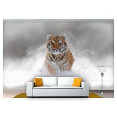 Imagem de Papel De Parede Animais Tigre Correndo Neve Anm227 - Você Decora