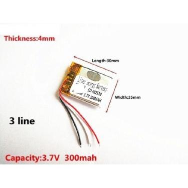 Imagem de Bateria  3,7v 300mah Com 3 Fios 4mm X 25mm X 30mm K - - bgb