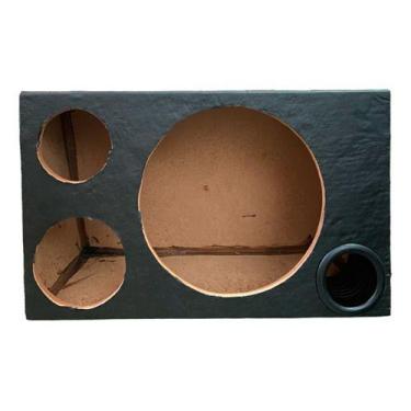 Imagem de Caixa trio 12 pol compet dutada carpete grafite curvin preta vazia